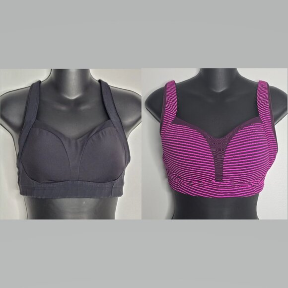 2 Lululemon Womens High Impact Sport Bras Lot 34C Wireless Athletic 106259